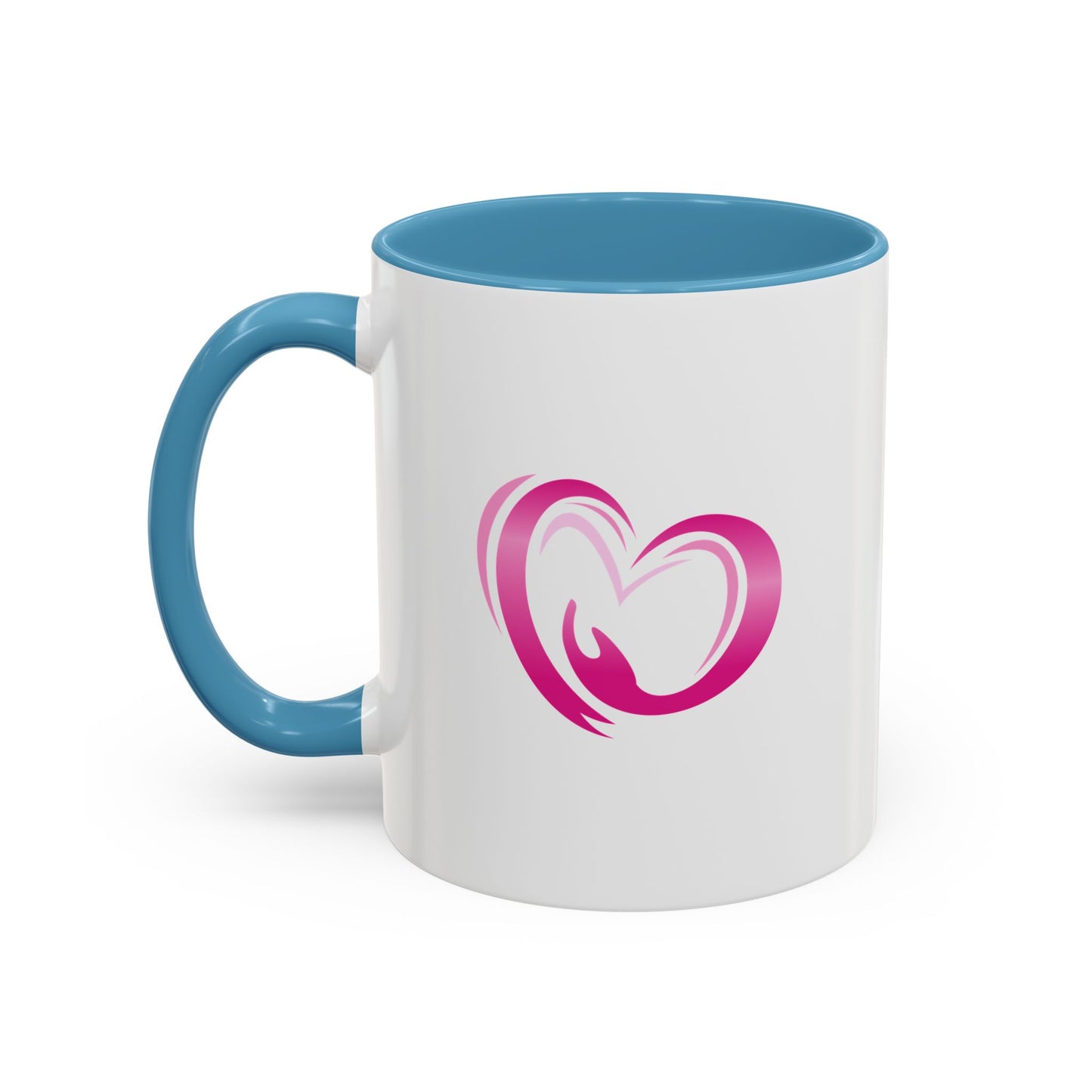 Pink Heart Mother & Baby Coffee Mug — Breastfeeding Support Accent Mug (11/15 oz)
