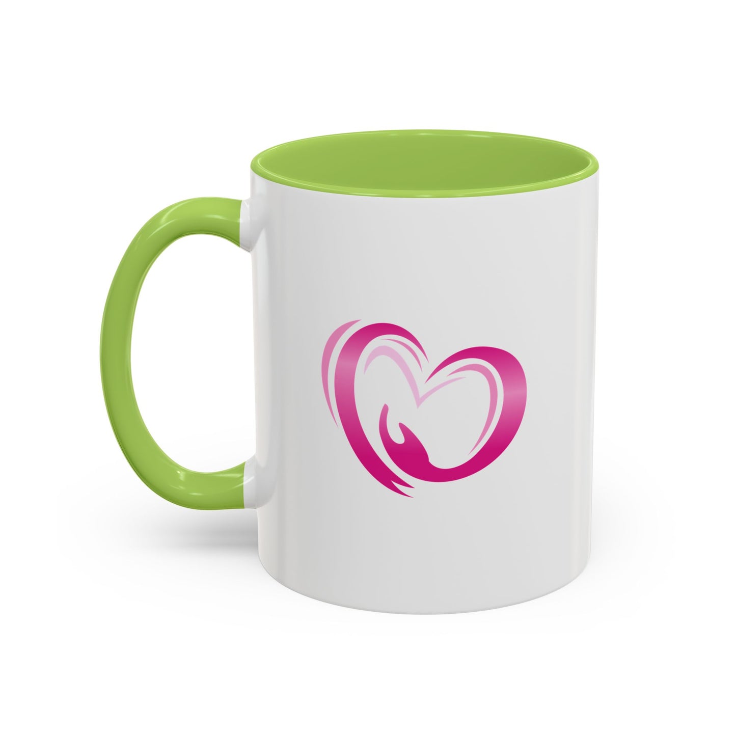 Pink Heart Mother & Baby Coffee Mug — Breastfeeding Support Accent Mug (11/15 oz)